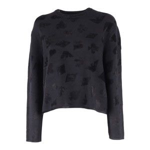 Emporio Armani Cropped Textured Knit Sweater With Abstract Patterns - NWT